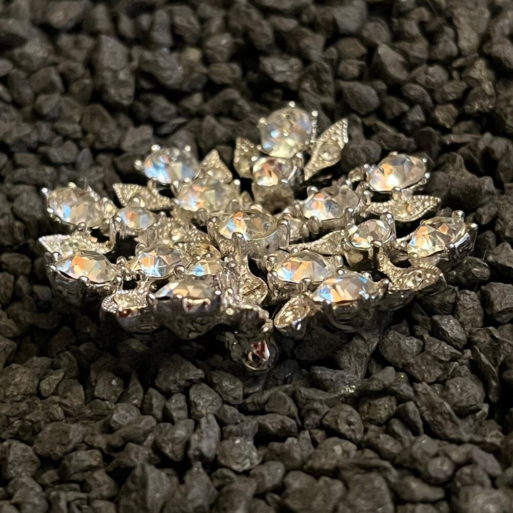 Vintage Bogoff Clear Rhinestone Snowflake Brooch … - image 4